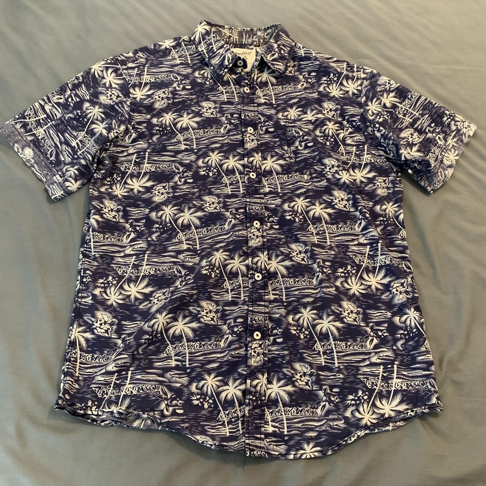 Coastal‎ Shirt Mens XL Blue Tropical Hawaiian Short Sleeve Button Front Casual